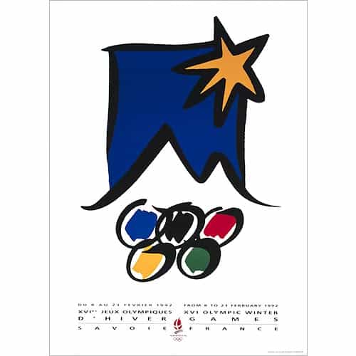 Original vintage poster OLYMPIC GAMES ALBERTVILLE 1992 MENS SPEED SKI