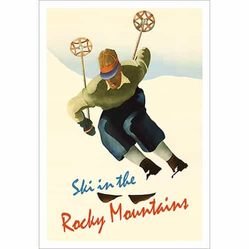 Ski In The Rocky Mountains Ski Poster (4 Sizes)