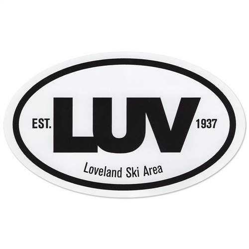 LOVELAND Ski RESORT Snowboard LUV 1937 Black WHITE Sticker DECAL Colorado 5.75” 