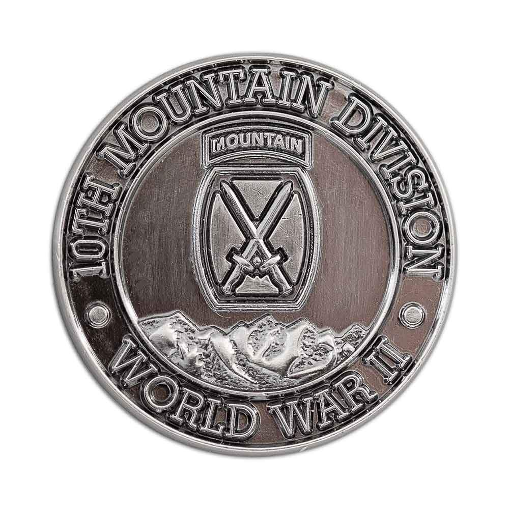 10th Mountain Division WWII Pin for Hats, Jackets, and Backpacks