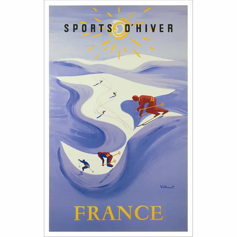 Poster Vintage Sport Ski Club Villars Suisse 1934 — Format 50x70 Cm, Haute Qualité, Neuf