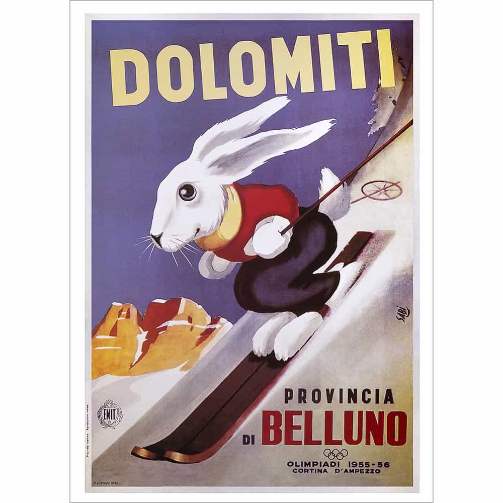 thumbnail image 2 of Vintage Dolomites Trentino Ski Poster – White Bear, Snow & Winter Vibes – Made In Italy 2 of 5