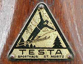 Testa vintage skis, logo plate.