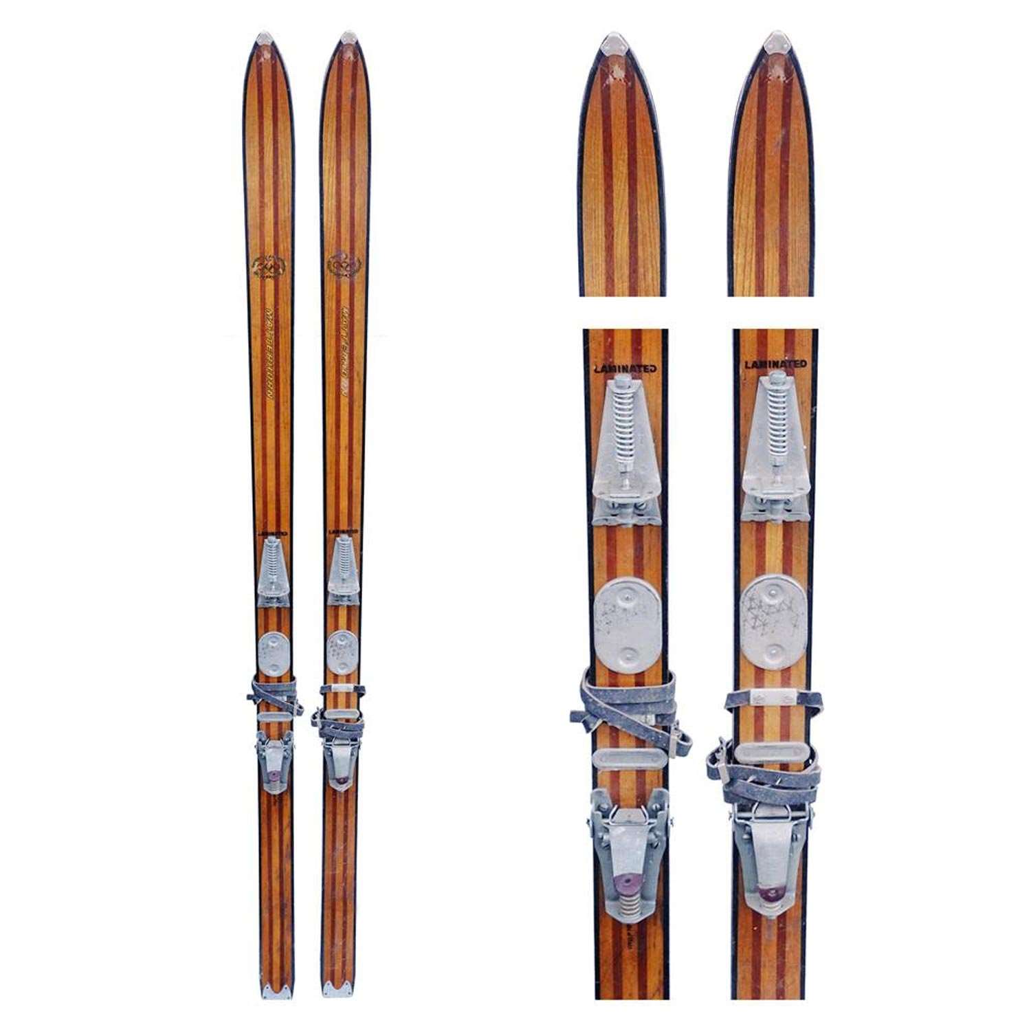 1940s Matterhorn Laminated Vintage Downhill Skis with Cubco Bindings